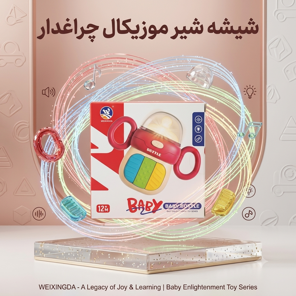 شیشهشیر موزیکال و چراغدار آموزشی کودک مدل Baby Bottle