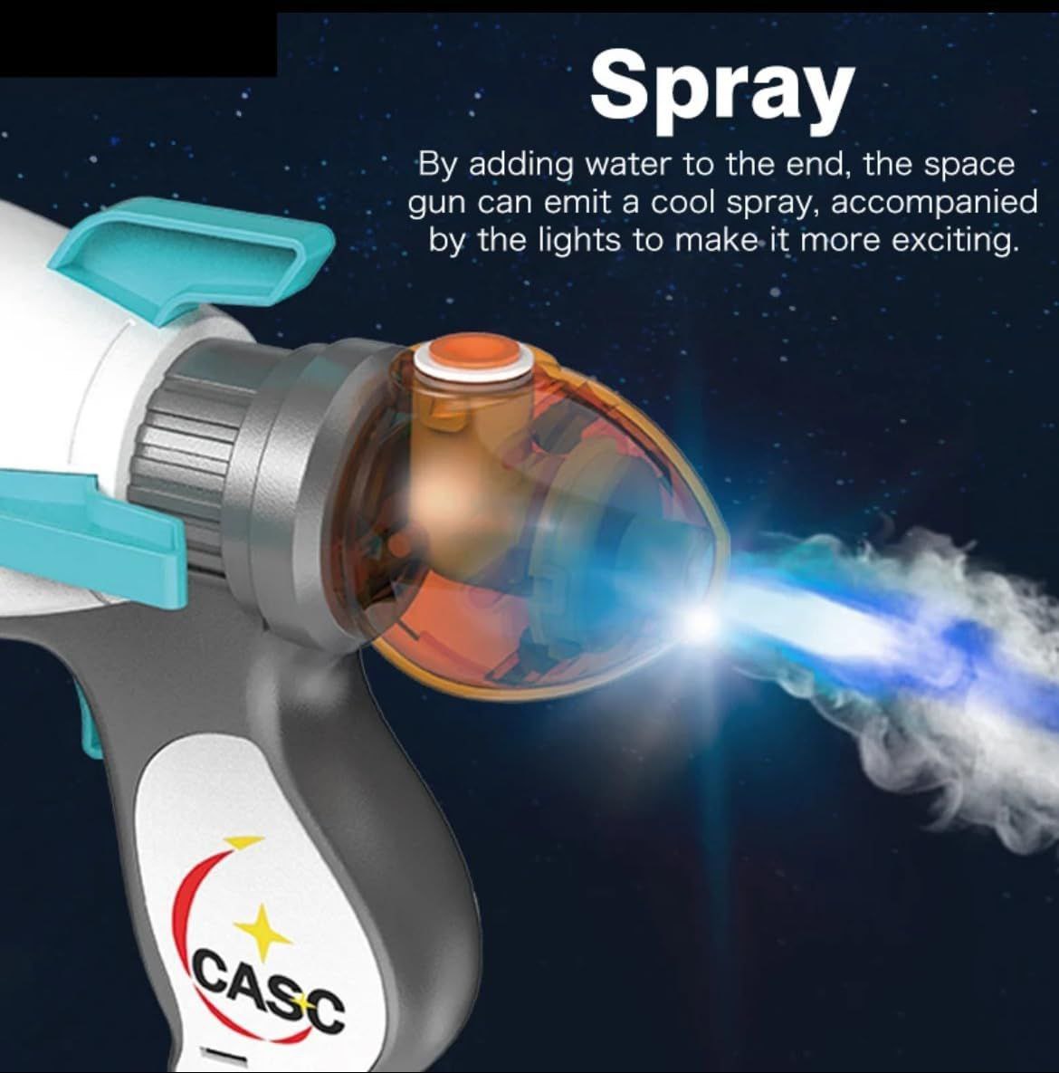 تفنگ اسباببازی فضایی موزیکال و چراغدار دارای بخار طرح موشک (مدل Space Exploration)