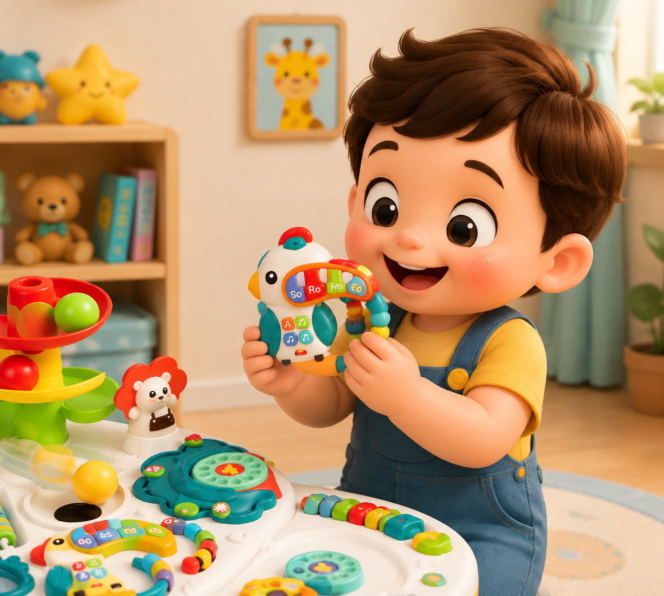 میز بازی آموزشی و موزیکال چندکاره کودک مدل Activity Table برند huanger