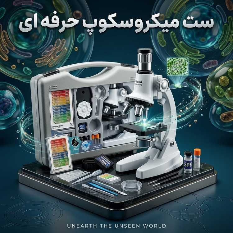 ست میکروسکوپ حرفهای به همراه کیف سامسونتی و لوازم آزمایشگاهی کامل