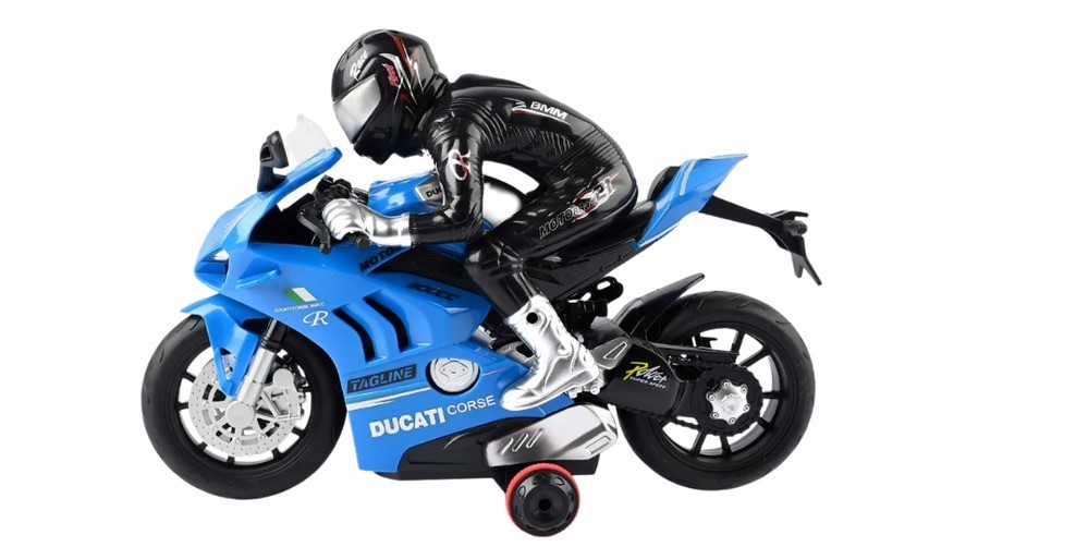 موتور اسباببازی کنترلی شارژی طرح دوکاتی (Ducati) مقیاس 1:20 مدل 565-R6 با چرخش ۳۶۰ درجه، افکت نور و صدا