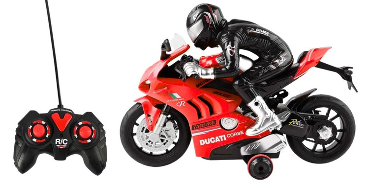موتور اسباببازی کنترلی شارژی طرح دوکاتی (Ducati) مقیاس 1:20 مدل 565-R6 با چرخش ۳۶۰ درجه، افکت نور و صدا
