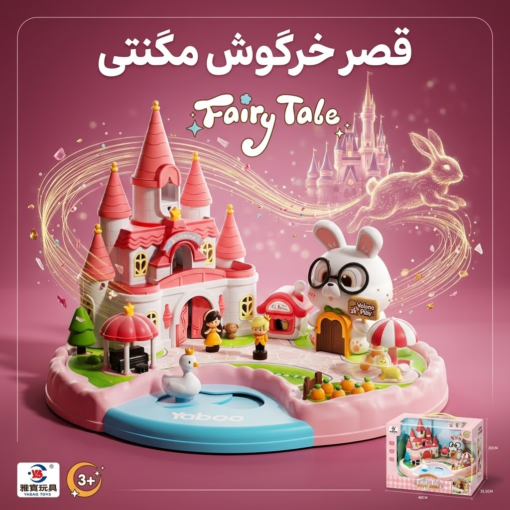 ست اسباب‌بازی قصر رویایی و دهکده خرگوش عینک‌دار یابو (Yaboo Velona Play) به همراه فیگور، قوی شناور و آلاچیق
