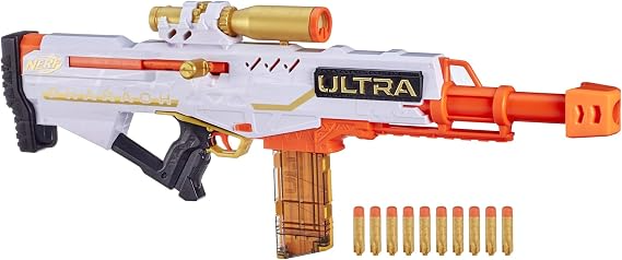 تفنگ اسنایپر اسباببازی نرف اولترا فراعنه (Nerf Ultra Pharaoh) به همراه دوربین، خشاب ۱۰ تایی و ۱۰ تیر طلایی اولترا