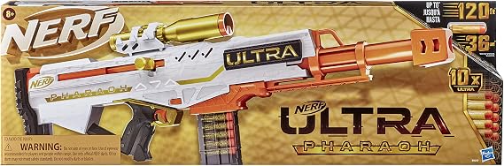 تفنگ اسنایپر اسباببازی نرف اولترا فراعنه (Nerf Ultra Pharaoh) به همراه دوربین، خشاب ۱۰ تایی و ۱۰ تیر طلایی اولترا
