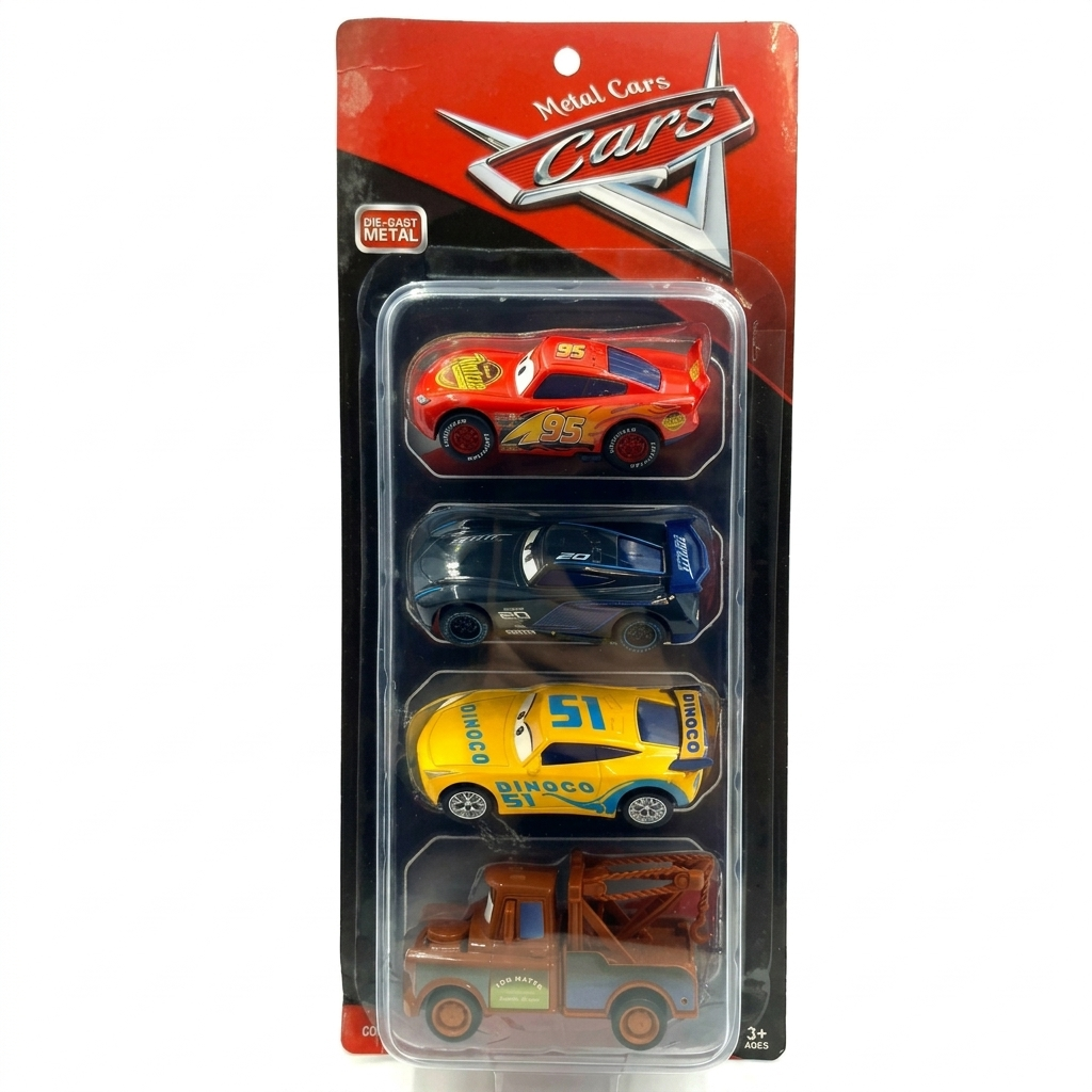 ست ماشین فلزی مککوئین ۴ عددی عقب کش(Cars Metal Cars) شامل مککوئین، جکسون استورم، کروز رامیرز و ماتر