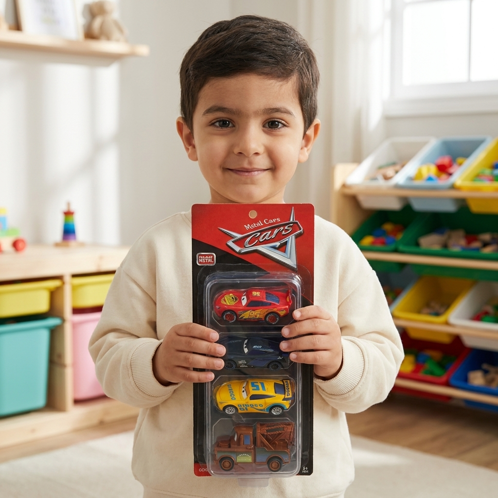 ست ماشین فلزی مککوئین ۴ عددی عقب کش(Cars Metal Cars) شامل مککوئین، جکسون استورم، کروز رامیرز و ماتر