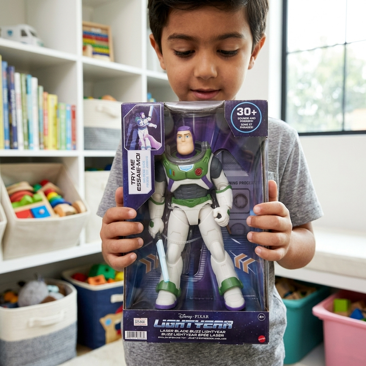 اکشن فیگور باز لایتیِر اورجینال متل (Mattel Lightyear) با شمشیر لیزری و ۳۰+ افکت صوتی و دیالوگ