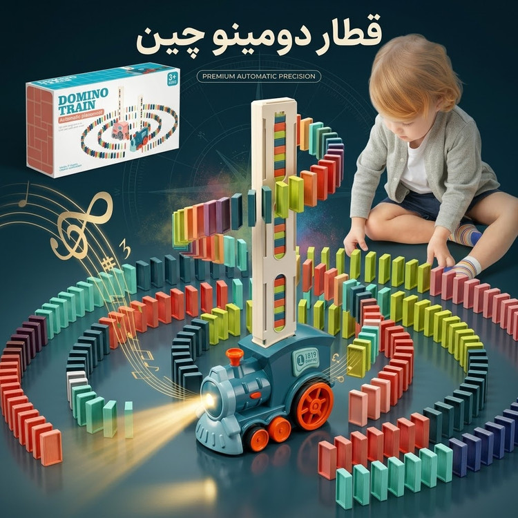 قطار دومینو چین اتوماتیک موزیکال و چراغدار مدل Domino Train