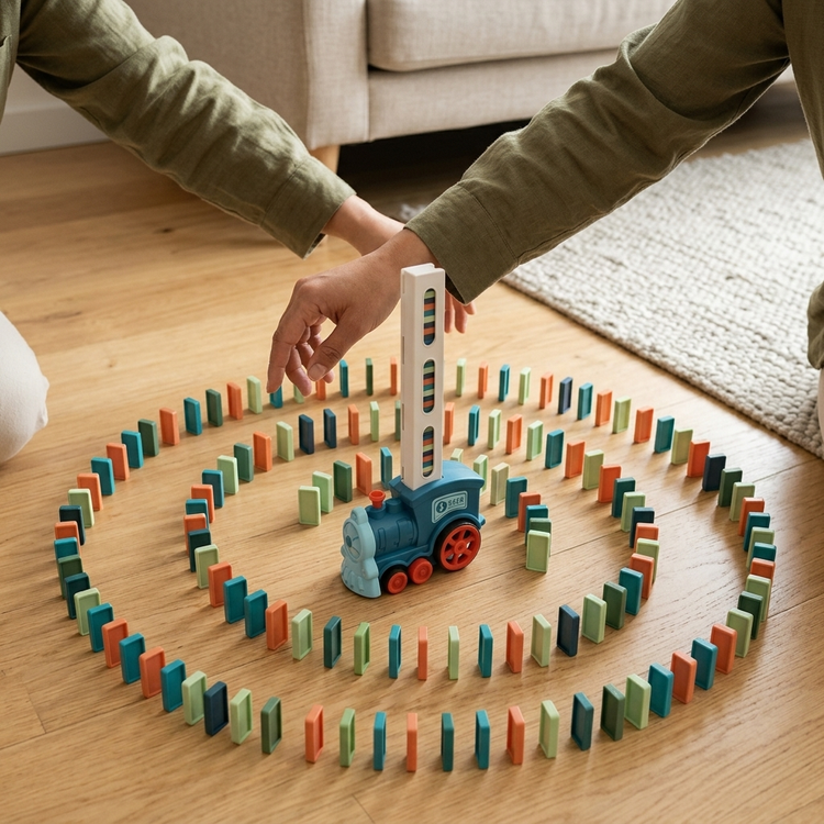 قطار دومینو چین اتوماتیک موزیکال و چراغدار مدل Domino Train