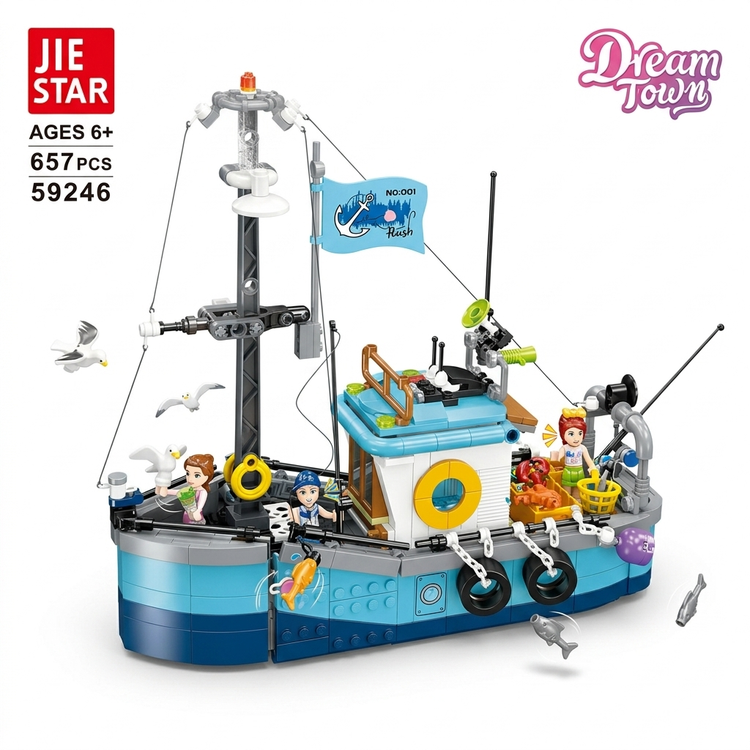 لگو و ساختنی قایق ماهیگیری دریایی جی استار سری Dream Town کد 59246 (۶۵۷ قطعه)