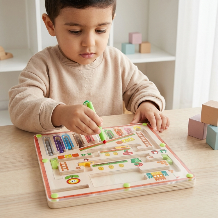 بازی آموزشی ماز مهره و شمارش مغناطیسی طرح قارچ خور (ماریو) مدل Magnetic Bead Counting Maze