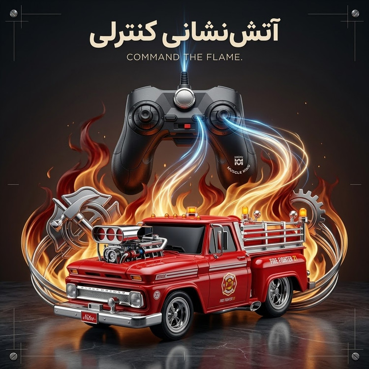 ماشین کنترلی آفرود و کلاسیک آتشنشانی ماسل کینگ طرح رترو مدل Fire Fighter 21 (فرکانس 2.4GHz)