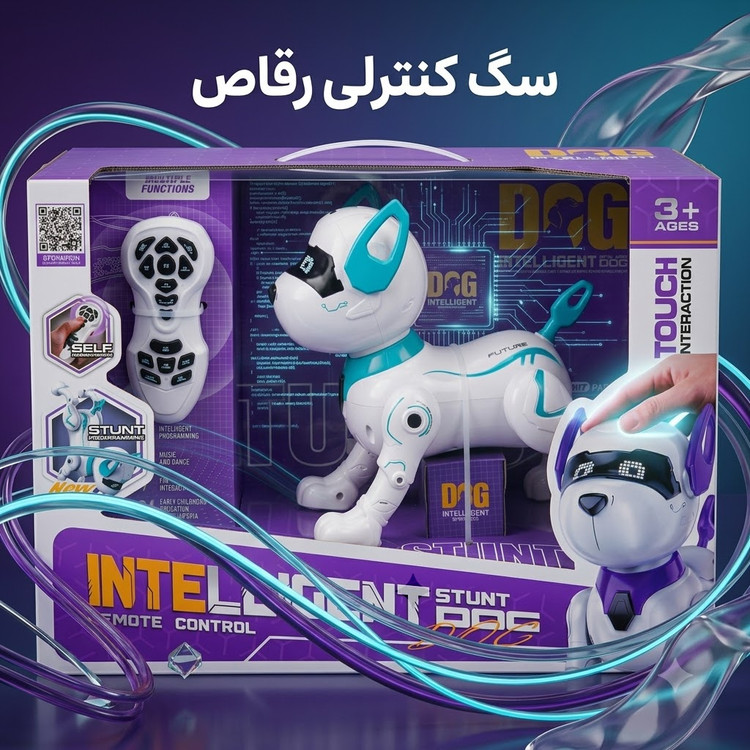 سگ رباتیک هوشمند کنترلی مدل Intelligent Stunt Dog کد K16 (دارای سنسور لمسی، رقص و برنامهریزی حرکتی)