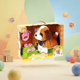 سگ پشمی کنترلی بند دار سری Cute Dog House به همراه پاپوش و قلاده دستهای