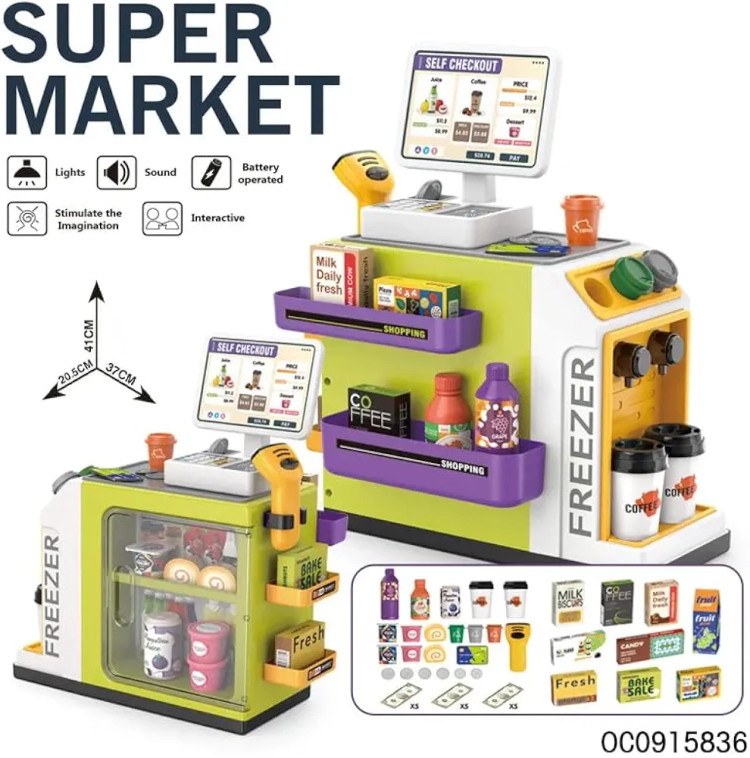 ست اسباب بازی سوپرمارکت و صندوق فروشگاهی مدل Supermarket کد OC0915836