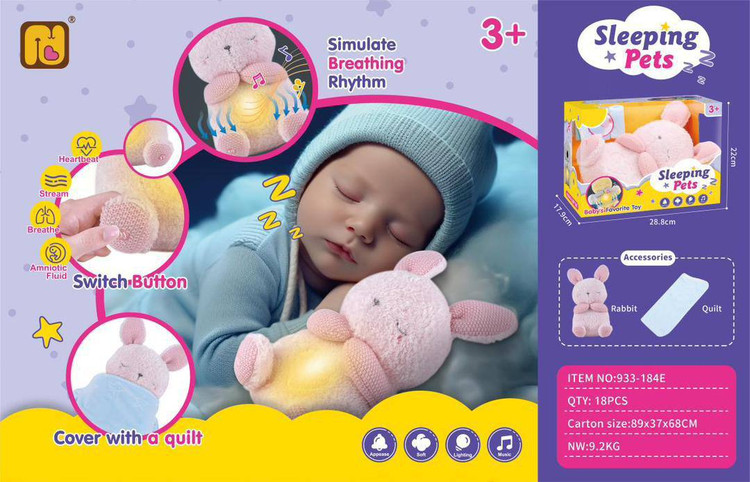 عروسک پولیشی تنفسی و خر و پف طرح خرگوش خوابالو Sleepy Pets