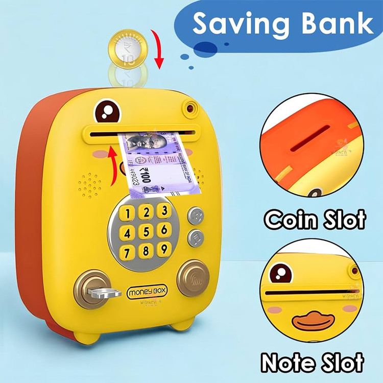 گاوصندوق اسباببازی موزیکال و کلیددار طرح جوجه اردک مدل Money Box