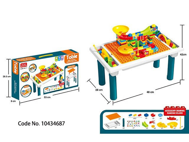 میز لگو و ساختوساز چندکاره کودک همراه با پیست توپ و سرسره (Marble Run)